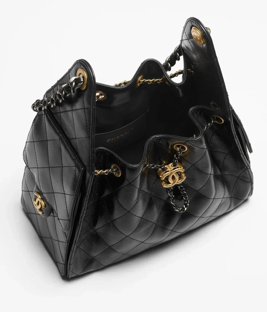 Chanel Mini 25 Quilted Leather Handle Shoulder Bag with Chain Strap — view 3