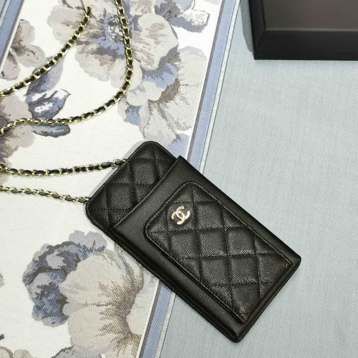 Chanel Quilted CC Phone Holder Wallet - Metallic Ivory — view 1