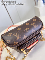 LV Mini Bumbag Monogram Canvas Crossbody Belt Bag with Chain Strap and Leather Trim - Black — view 5