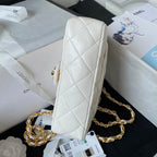 Chanel Flap Bag Gold Top Handle White — view 3