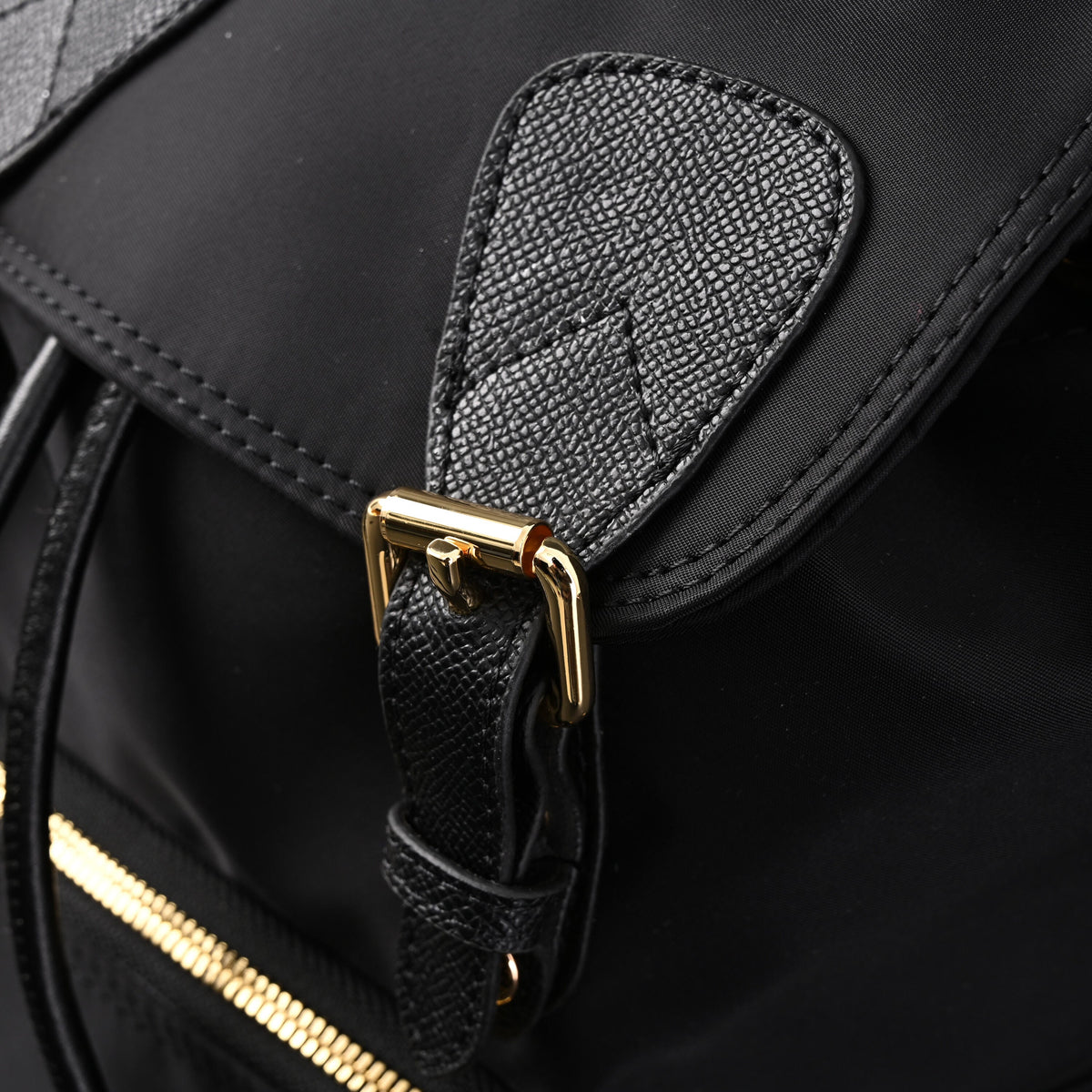 Burberry the Rucksack – Black Nylon & Leather Backpack with Gold-Tone Hardware - Black with Gold Accents — view 11