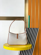 YSL Le 5 a 7 in Canvas and Leather Shoulder Bag - White — view 2