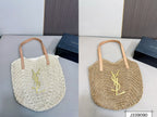 YSL Saint Laurent Vacation Casual Raffia Woven Tote Bag — view 2
