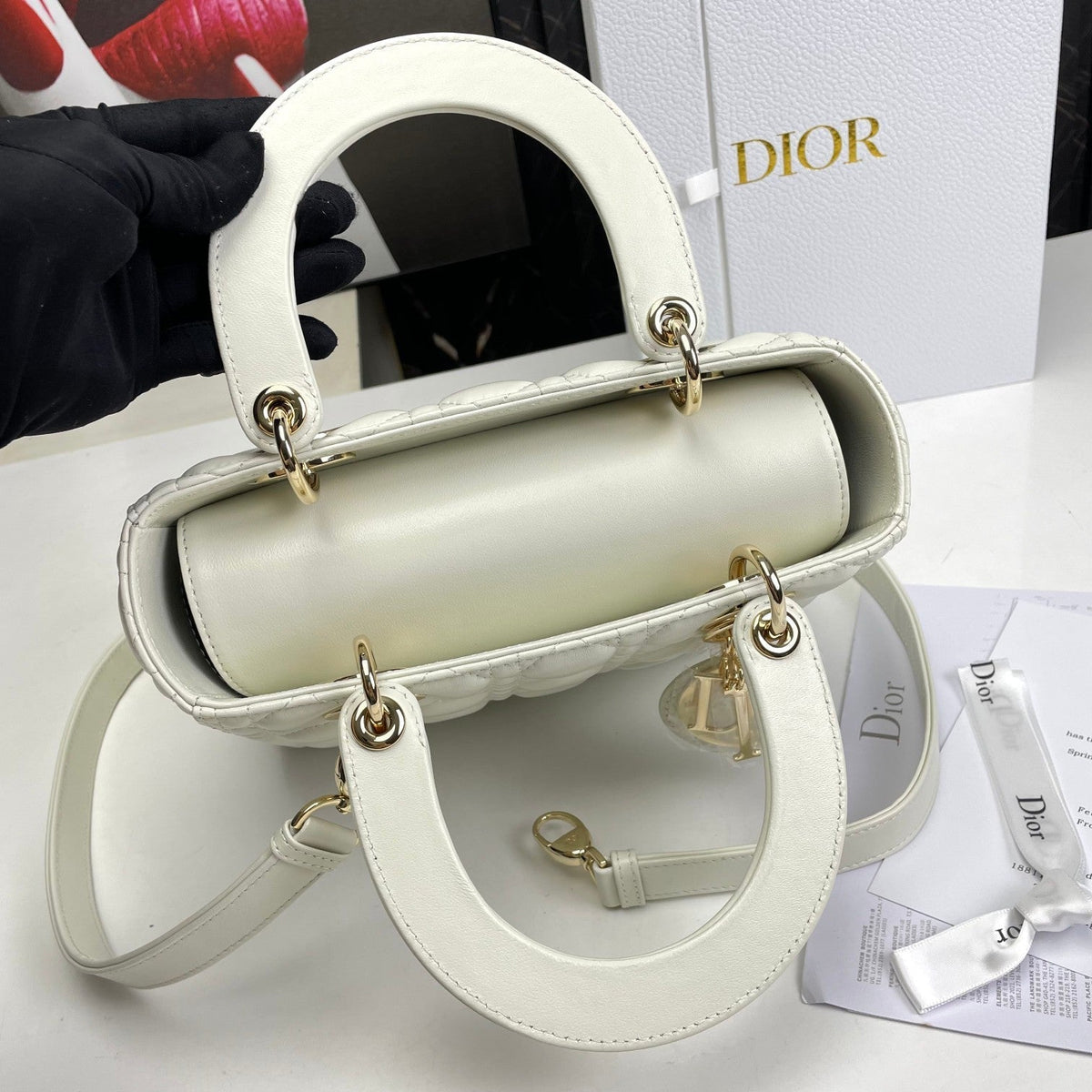 Dior Lady Medium White Bag 24cm — view 5