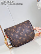 LV Mini Bumbag Monogram Canvas Crossbody Belt Bag with Chain Strap and Leather Trim - Black — view 4