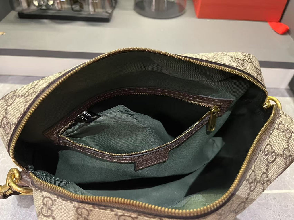 Gucci Ophidia Medium GG Supreme Canvas Shoulder Crossbody Bag with Web Stripe and Leather Trim — view 8