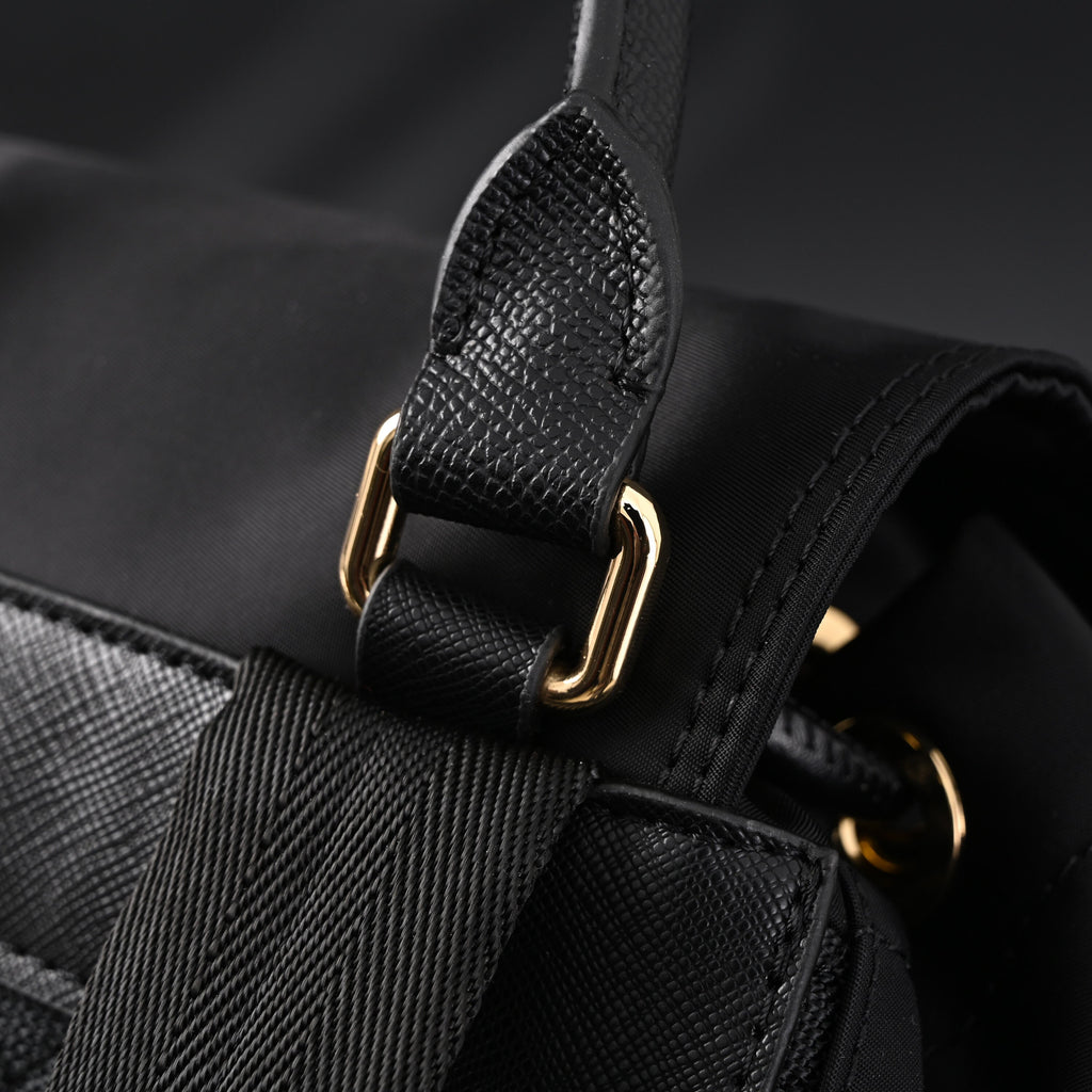 Burberry the Rucksack – Black Nylon & Leather Backpack with Gold-Tone Hardware - Black with Gold Accents — view 10