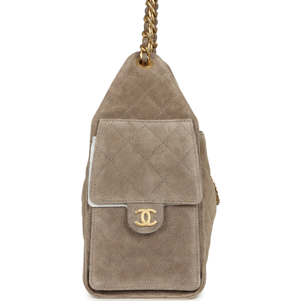 Chanel Small 25 Hobo Grey Suede Hobo Bag — view 5