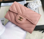 Chanel Caviar Chevron Quilted Compact Flap Wallet Pink - Matte Pink — view 2