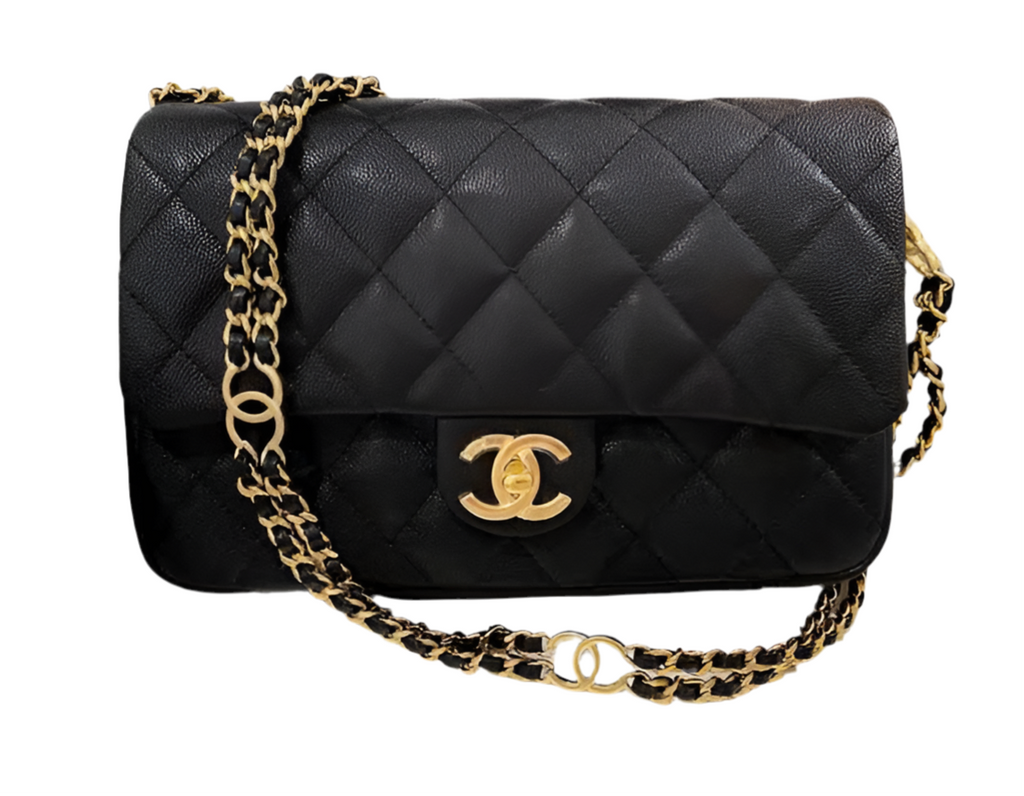 Chanel 23c Mini Flap Bag Chain Grained Calfskin Black — view 1
