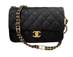 Chanel 23c Mini Flap Bag Chain Grained Calfskin Black — view 1