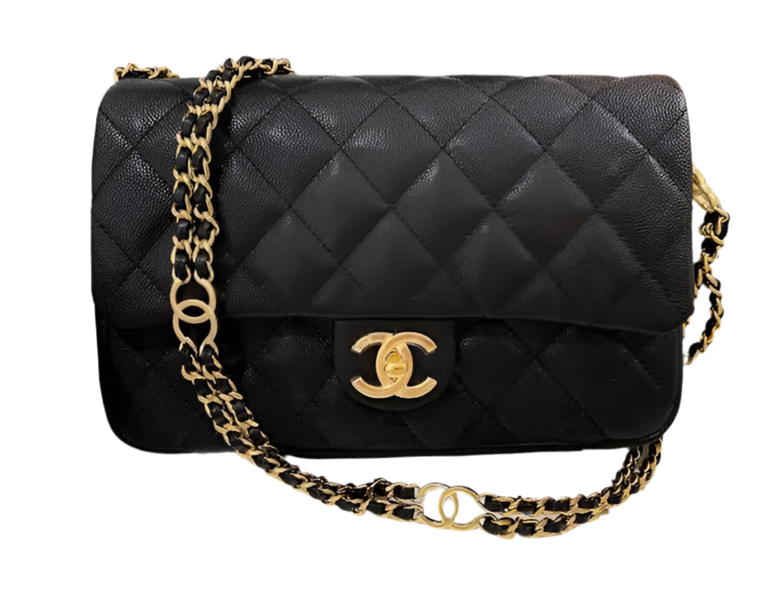 Chanel 23c Mini Flap Bag Chain Grained Calfskin Black — view 1