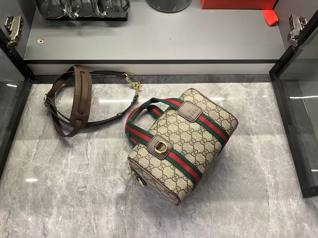 Gucci Mini GG Handbag - Beige and Dark Brown — view 11