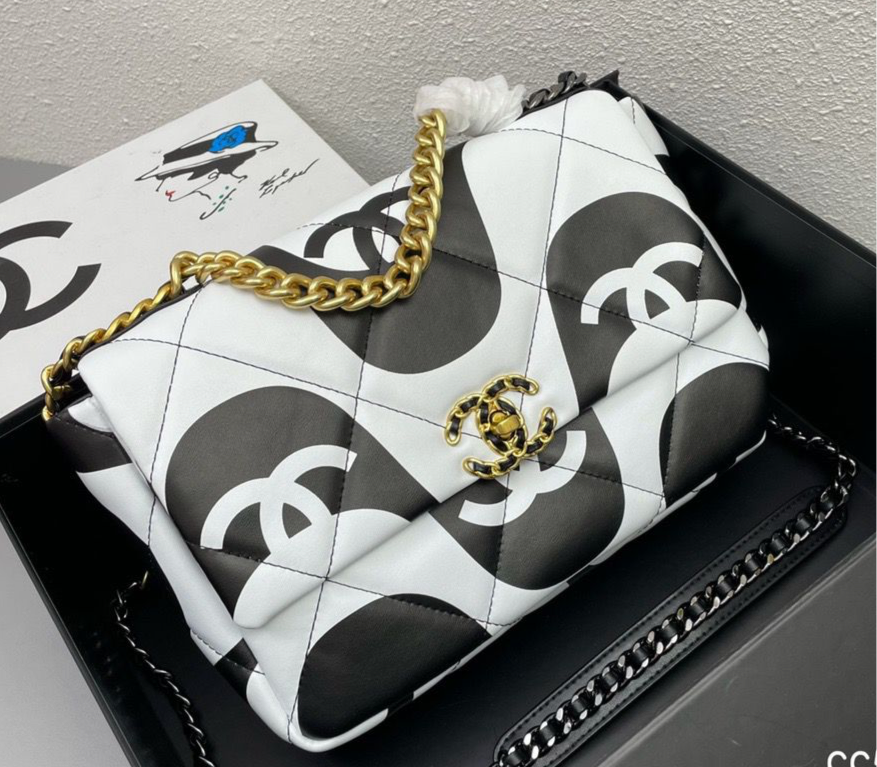 Chanel 19 Flap Bag Medium Black Ecru - Ecru and Black — view 1