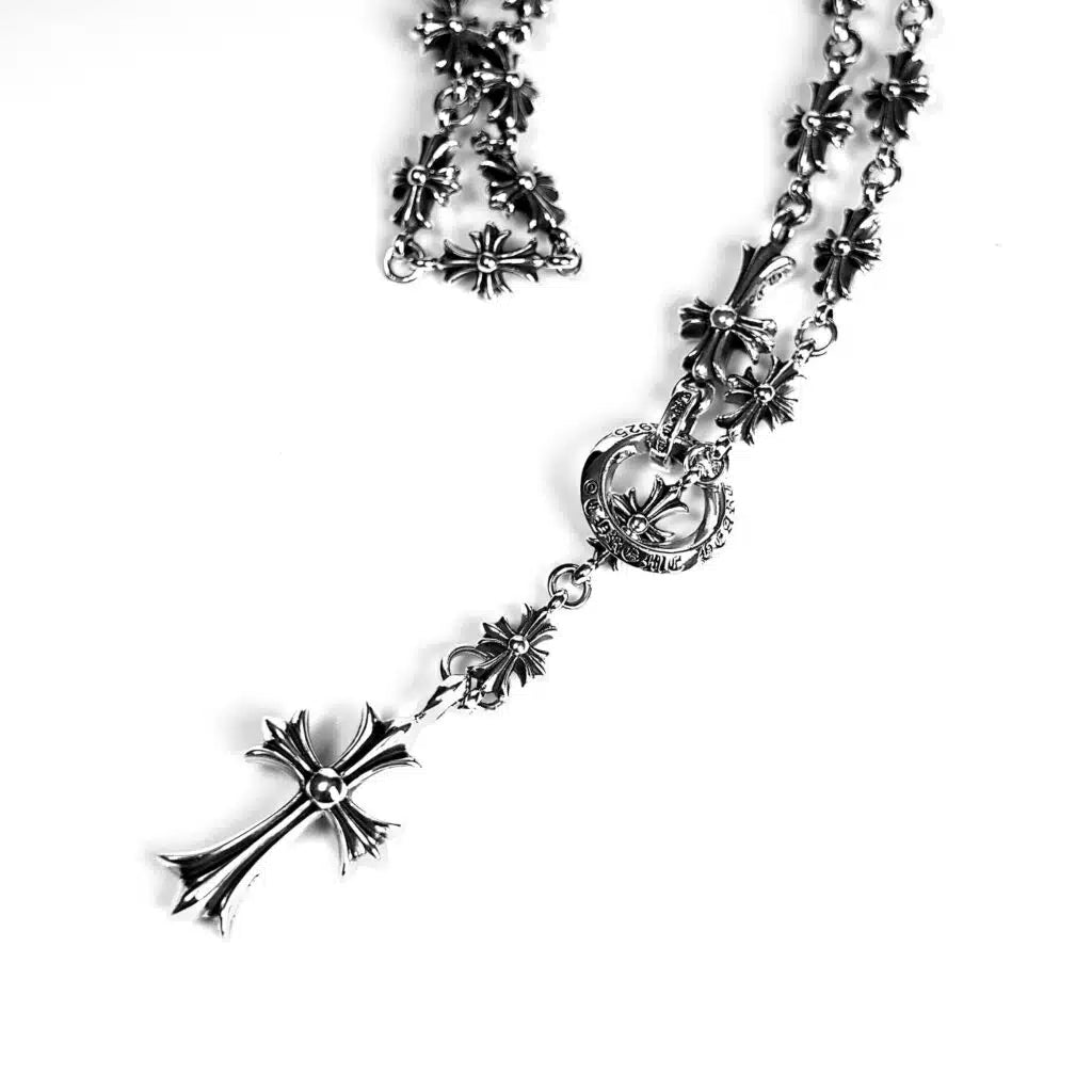Chrome Hearts CROSS AND BABYFAT CHARM WITH TINY E CH PLUS CHALK CHAIN — view 1