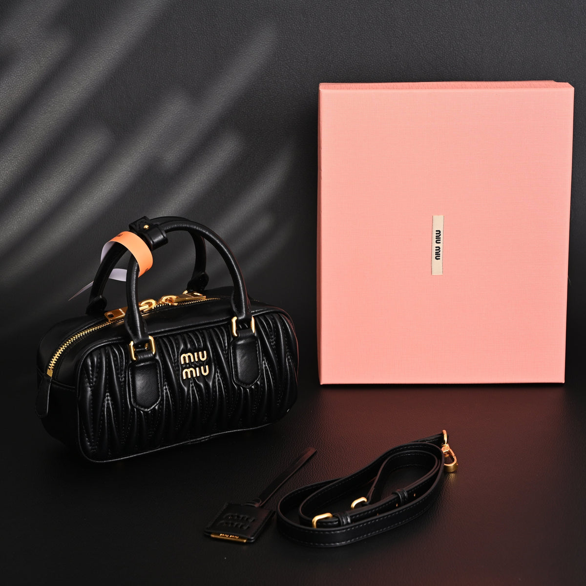 Miu Miu Black Matelassé Leather Top Handle Bag — view 1