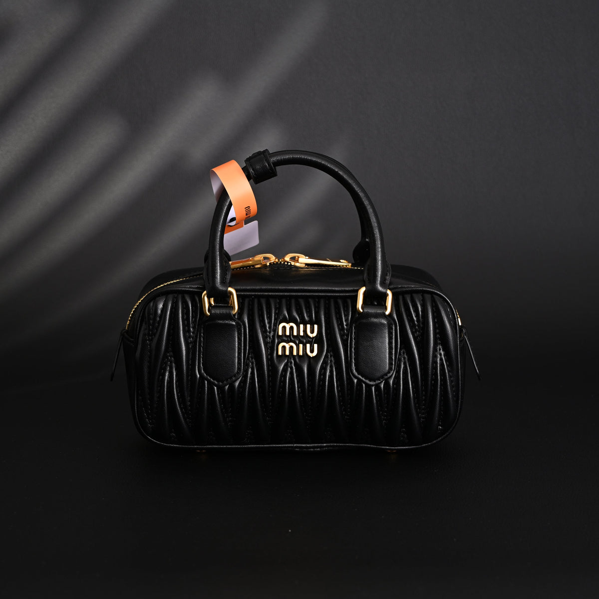 Miu Miu Black Matelassé Leather Top Handle Bag — view 7