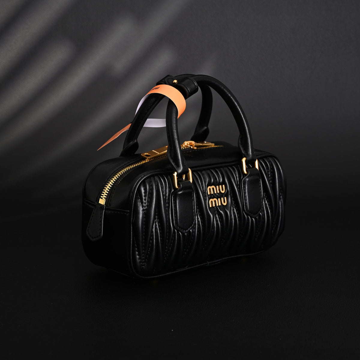 Miu Miu Black Matelassé Leather Top Handle Bag — view 9