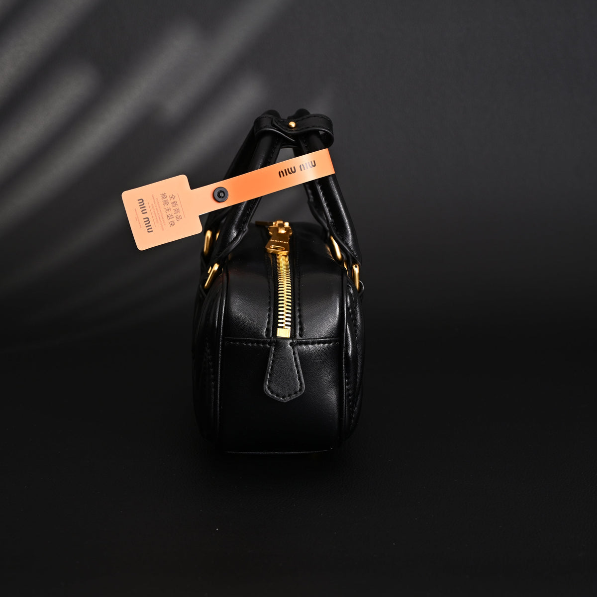 Miu Miu Black Matelassé Leather Top Handle Bag — view 10