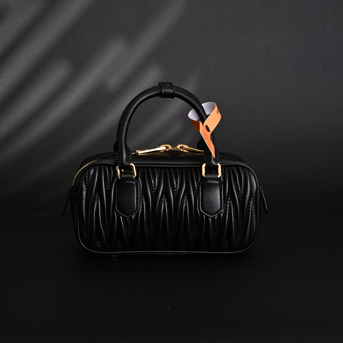 Miu Miu Black Matelassé Leather Top Handle Bag — view 11