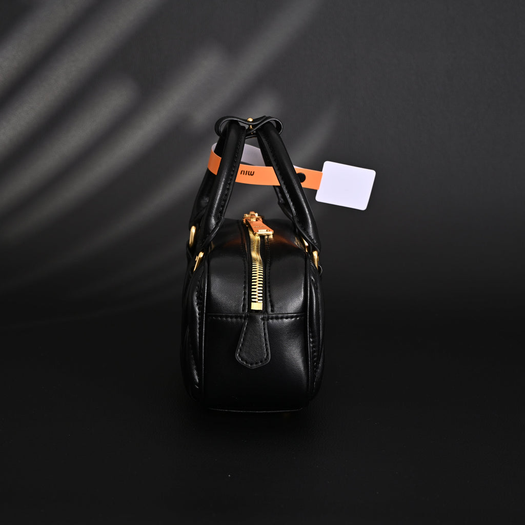 Miu Miu Black Matelassé Leather Top Handle Bag — view 13