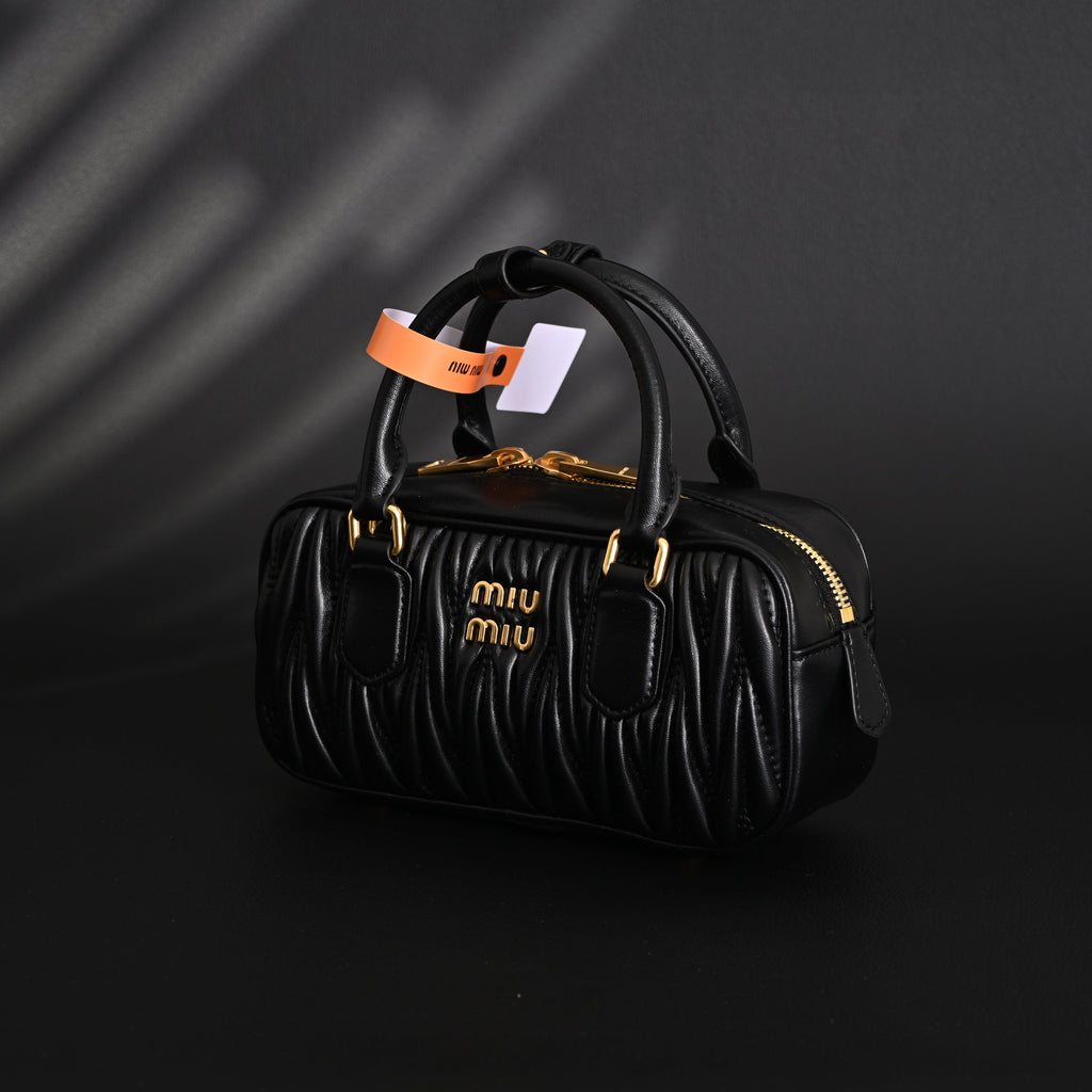 Miu Miu Black Matelassé Leather Top Handle Bag — view 12