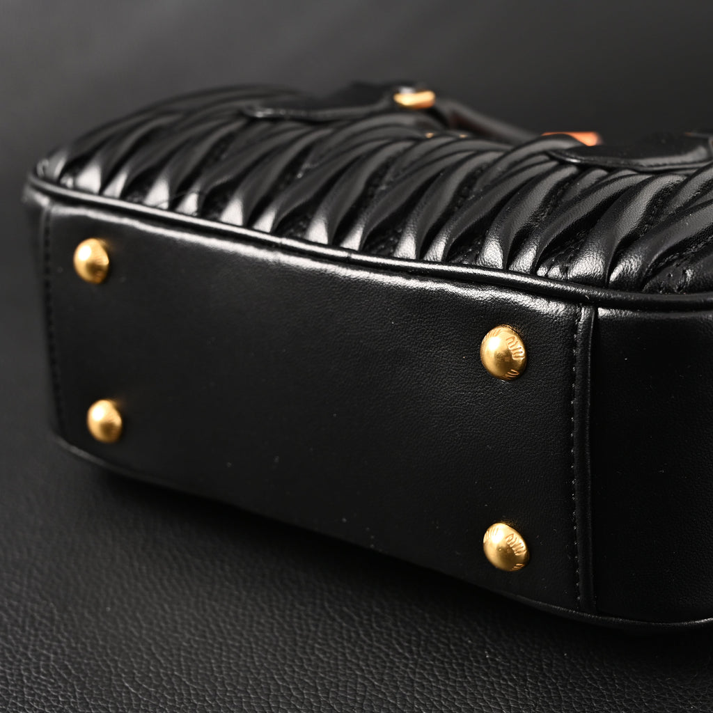 Miu Miu Black Matelassé Leather Top Handle Bag — view 14