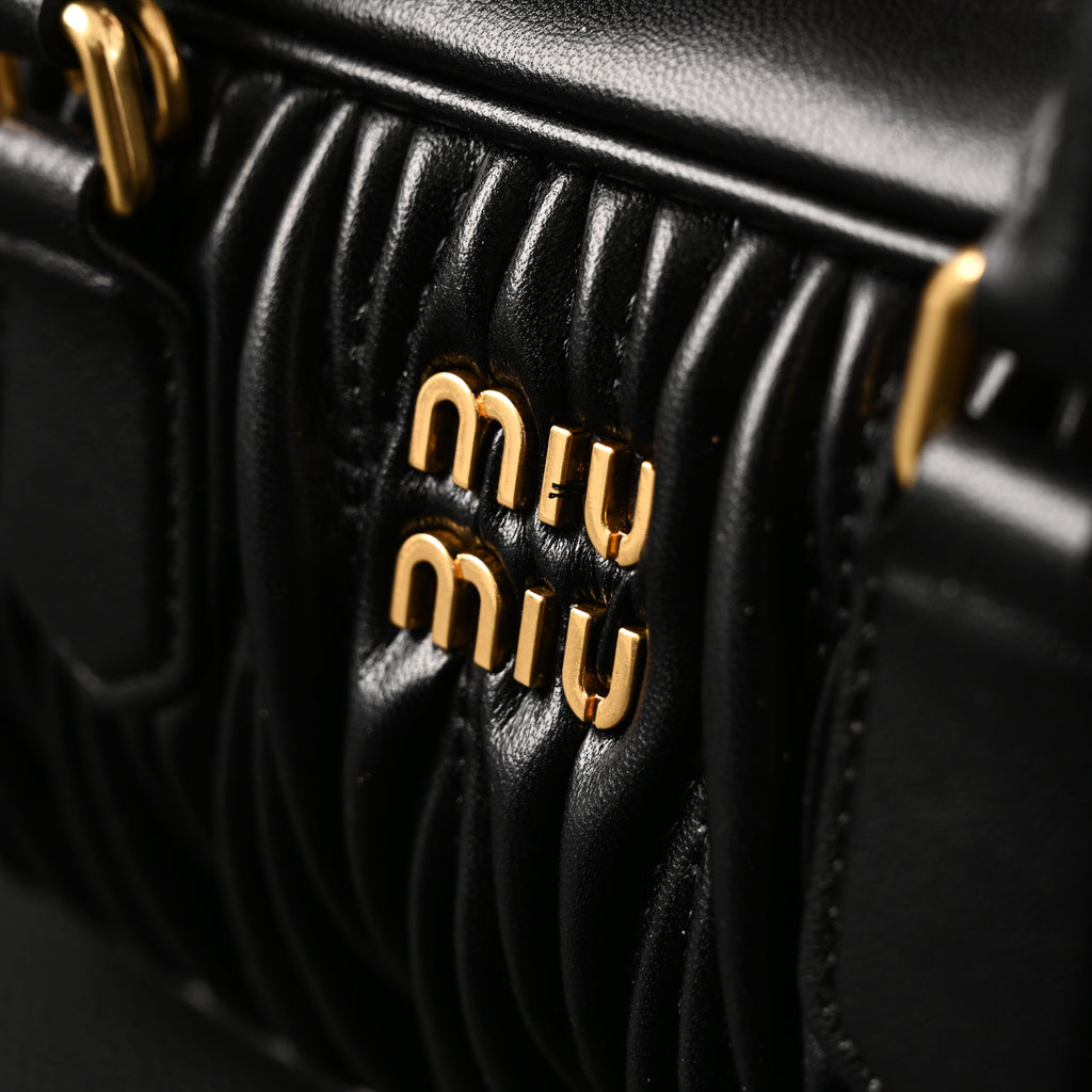 Miu Miu Black Matelassé Leather Top Handle Bag — view 17