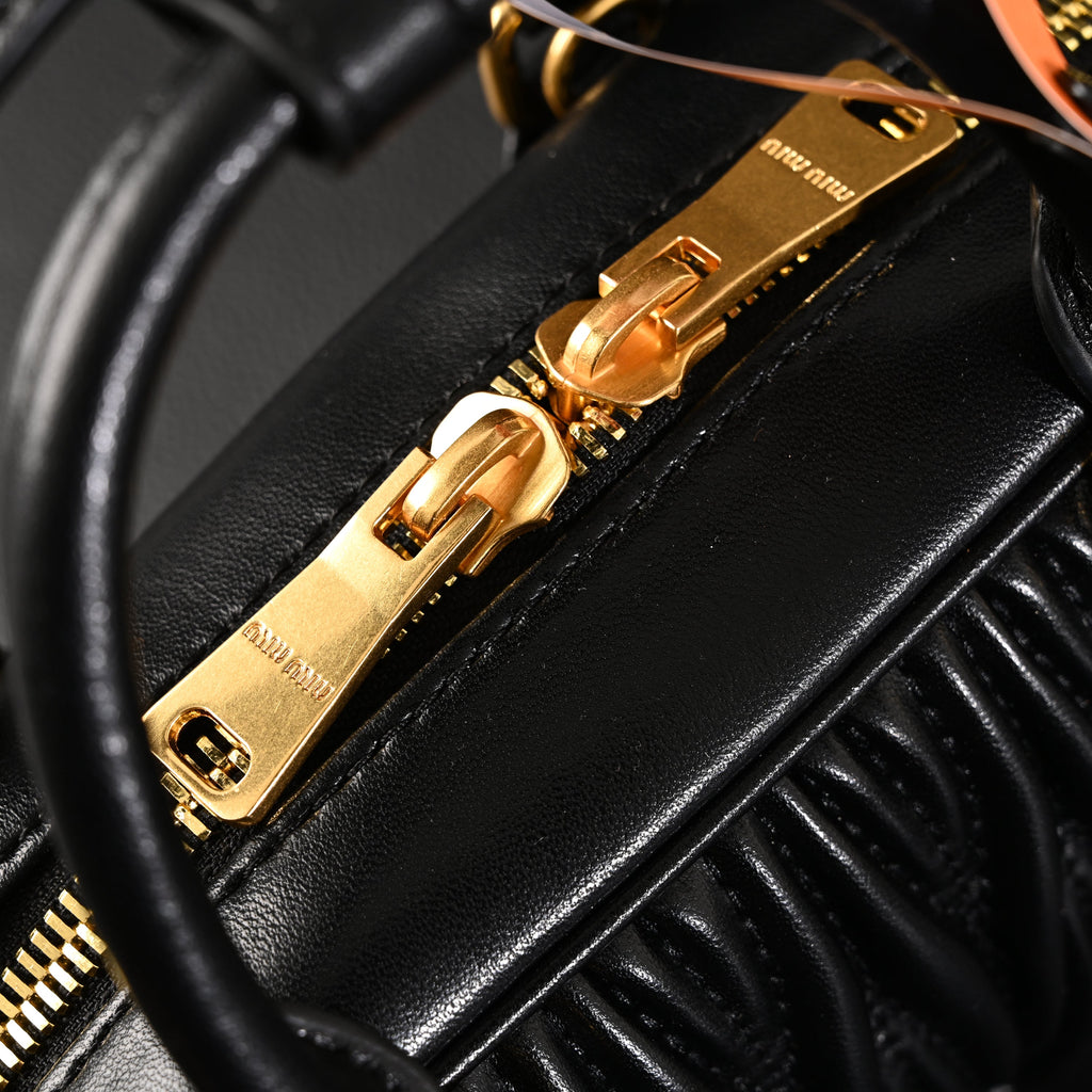 Miu Miu Black Matelassé Leather Top Handle Bag — view 19