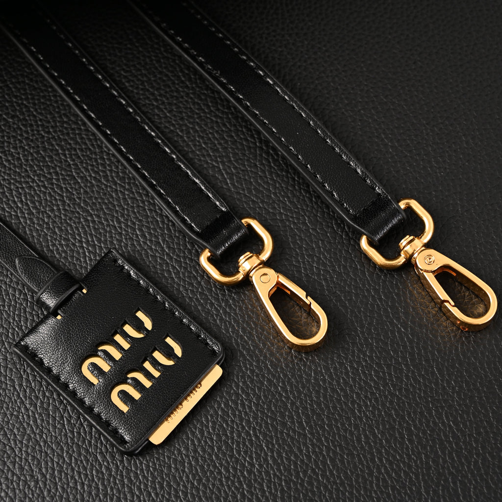 Miu Miu Black Matelassé Leather Top Handle Bag — view 5