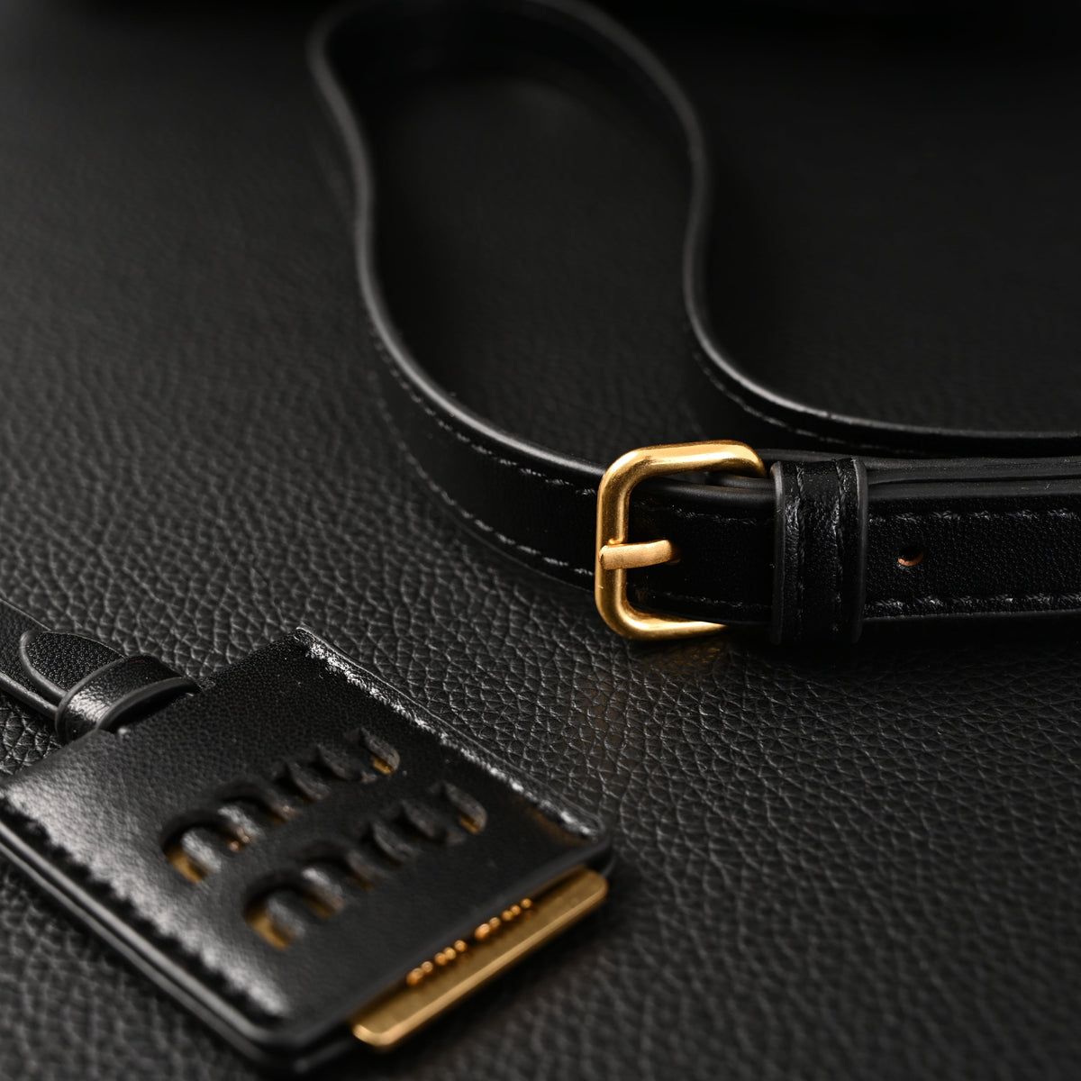 Miu Miu Black Matelassé Leather Top Handle Bag — view 4