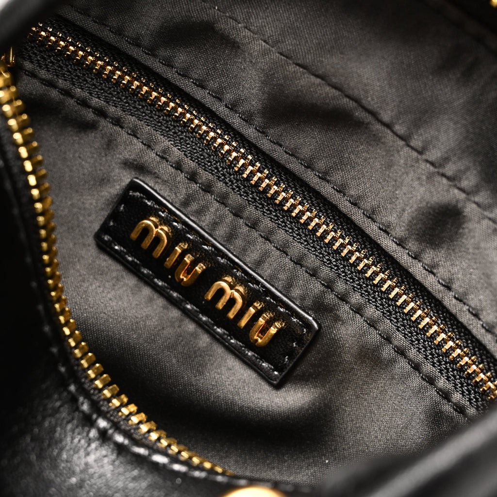 Miu Miu Black Matelassé Leather Top Handle Bag — view 6