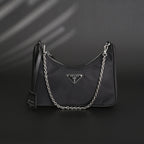 Prada Re-Edition 2005 Nylon Shoulder Bag – Black - Black with Silver-Tone Hardware — view 1
