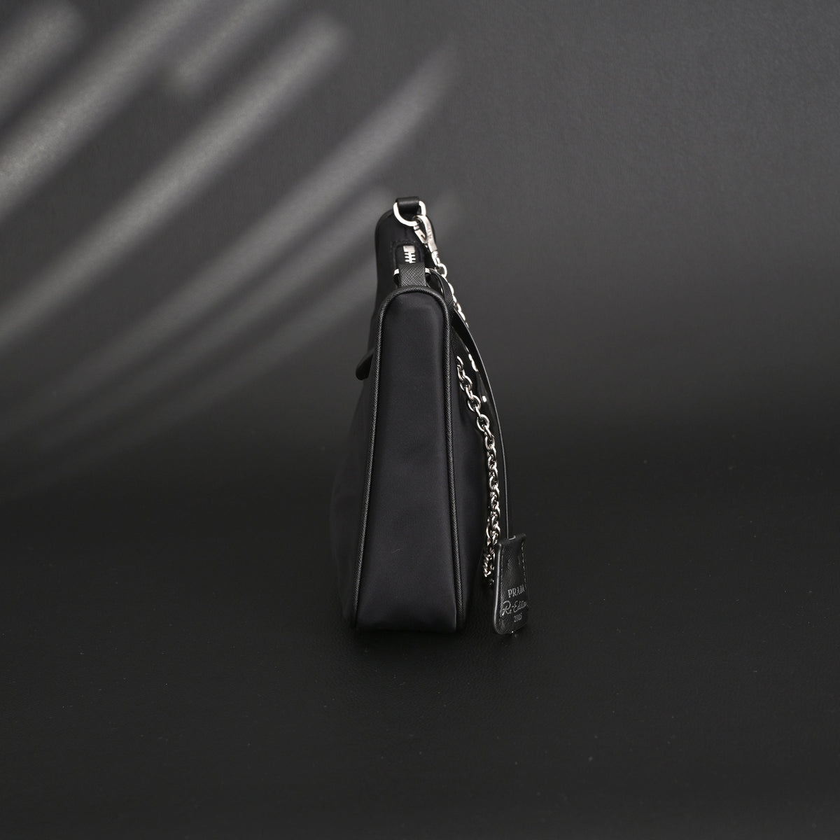 Prada Re-Edition 2005 Nylon Shoulder Bag – Black - Black with Silver-Tone Hardware — view 9