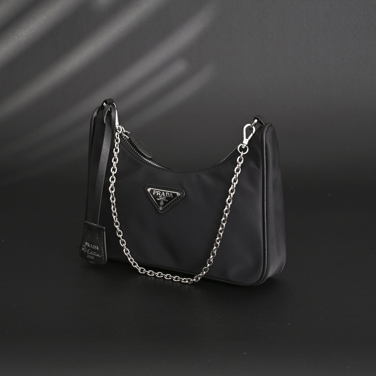 Prada Re-Edition 2005 Nylon Shoulder Bag – Black - Black with Silver-Tone Hardware — view 21
