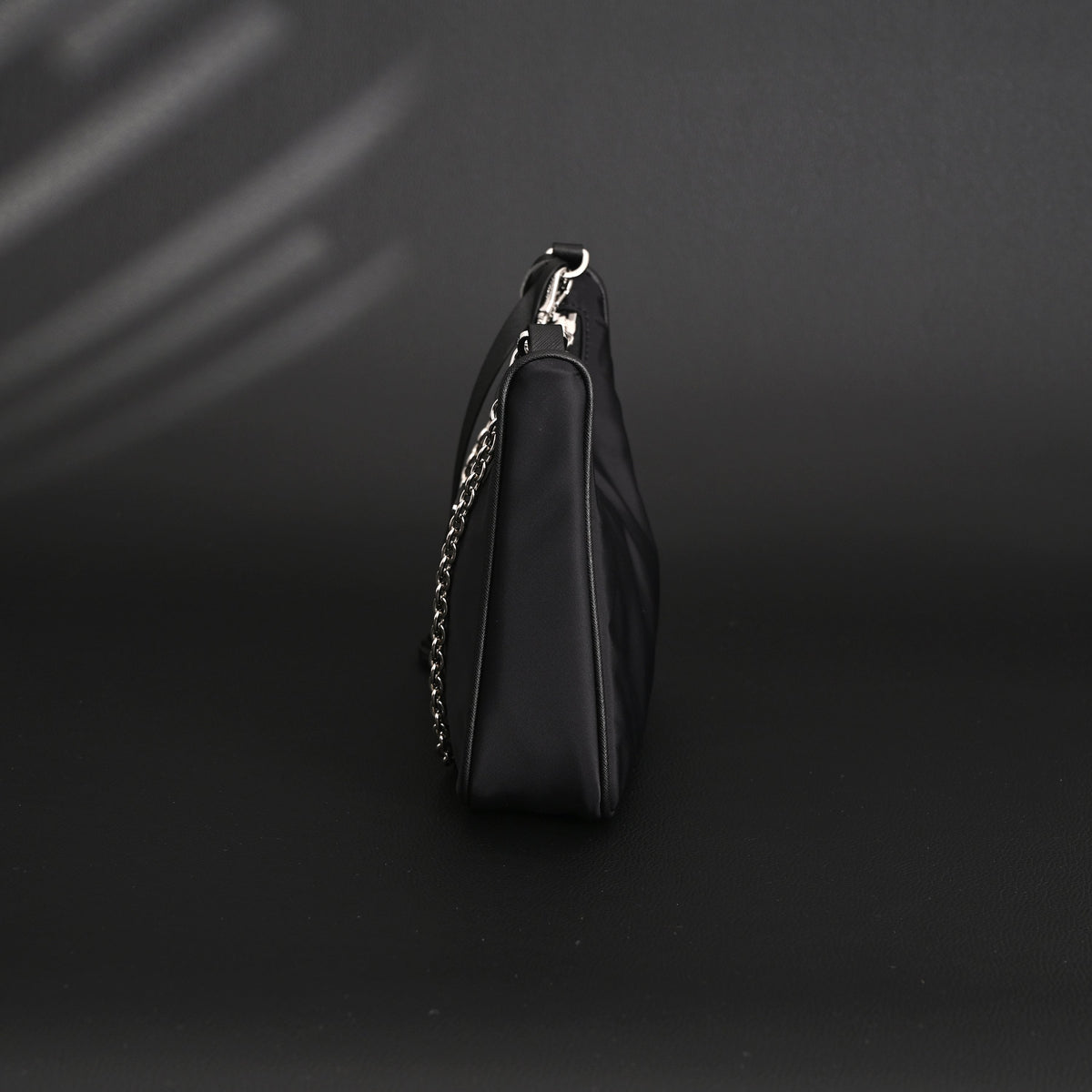 Prada Re-Edition 2005 Nylon Shoulder Bag – Black - Black with Silver-Tone Hardware — view 10