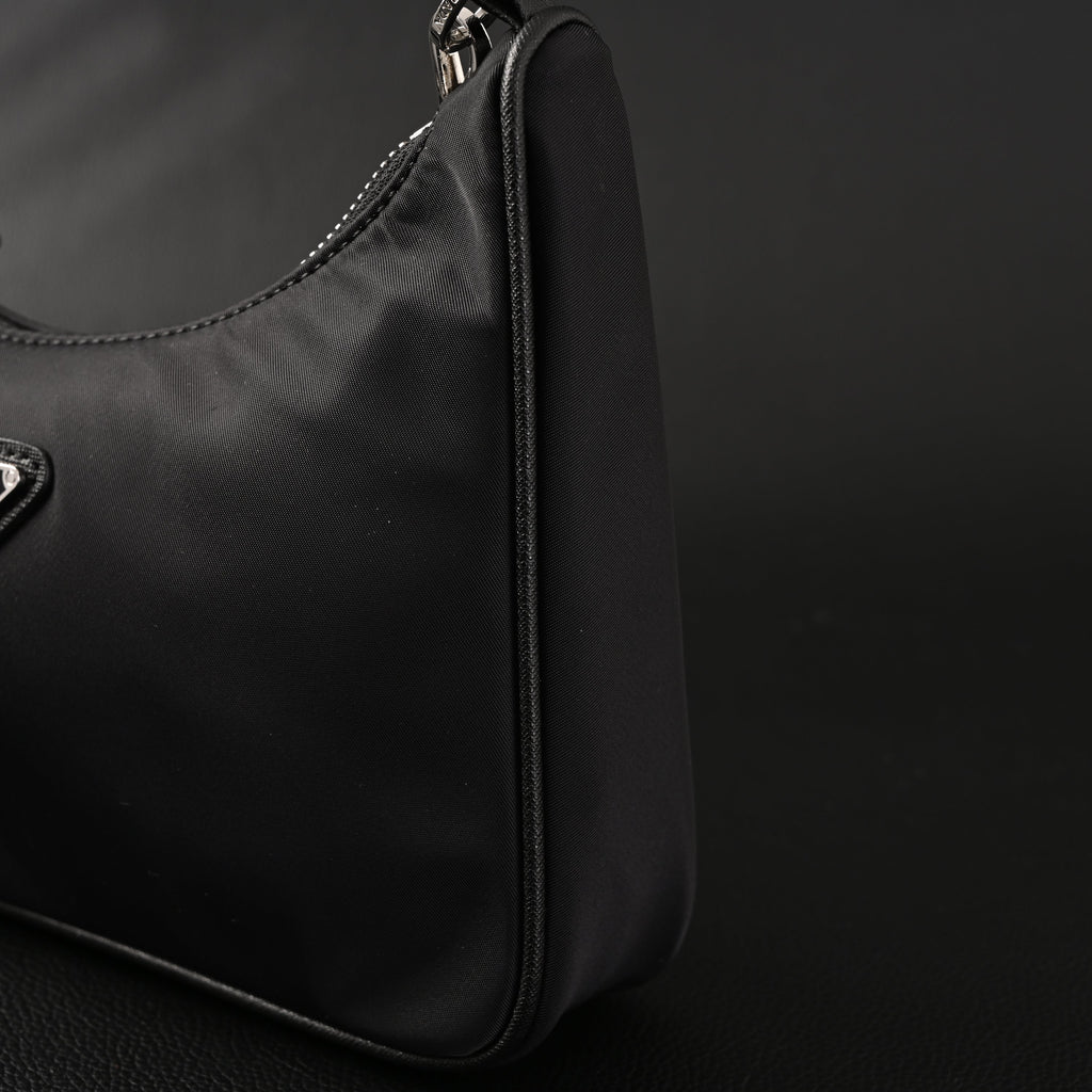 Prada Re-Edition 2005 Nylon Shoulder Bag – Black - Black with Silver-Tone Hardware — view 15