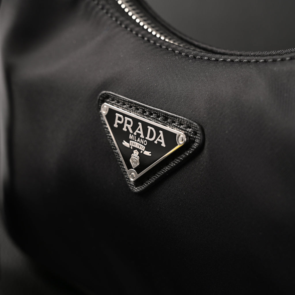 Prada Re-Edition 2005 Nylon Shoulder Bag – Black - Black with Silver-Tone Hardware — view 11