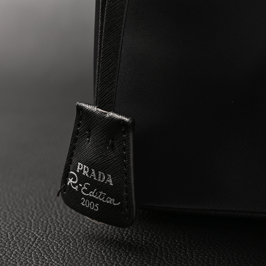 Prada Re-Edition 2005 Nylon Shoulder Bag – Black - Black with Silver-Tone Hardware — view 12