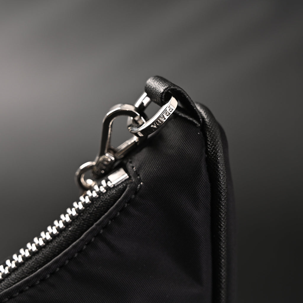 Prada Re-Edition 2005 Nylon Shoulder Bag – Black - Black with Silver-Tone Hardware — view 13