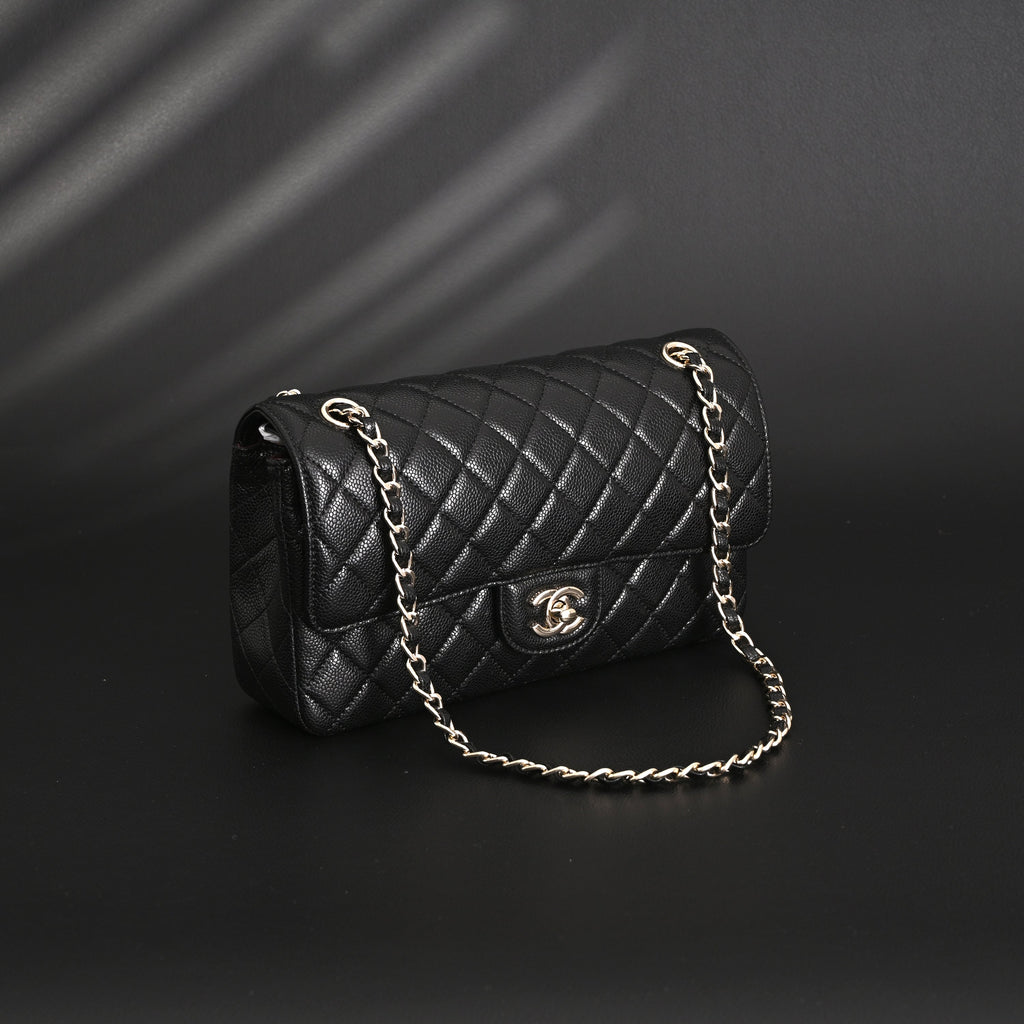 Chanel Classic Flap Bag – Black Quilted Caviar Leather with Gold-Tone Hardware — view 9