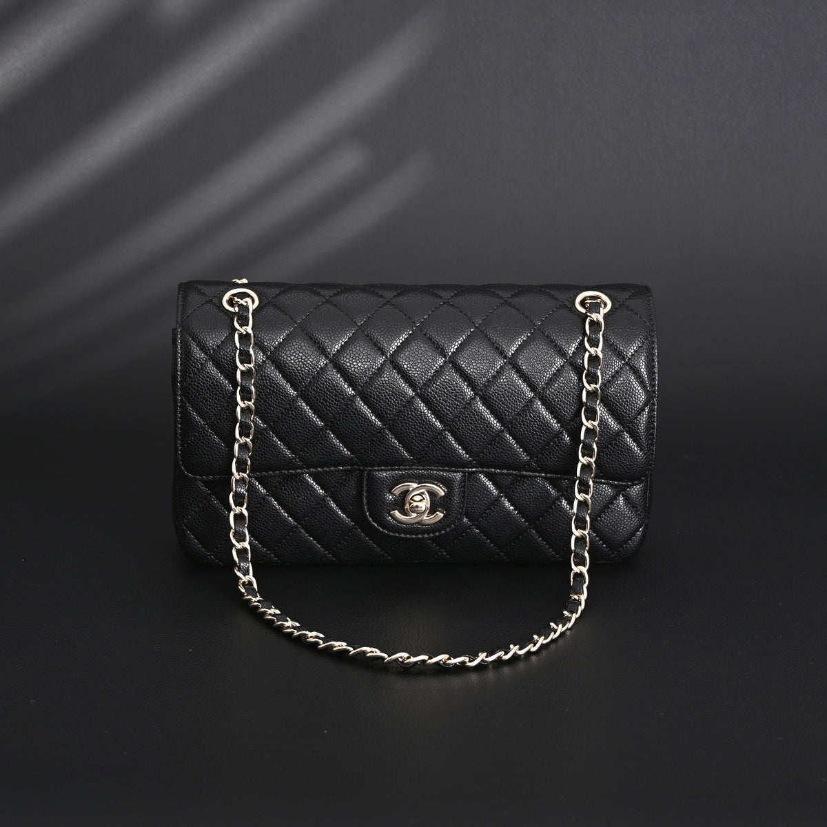 Chanel Classic Flap Bag – Black Quilted Caviar Leather with Gold-Tone Hardware — view 14