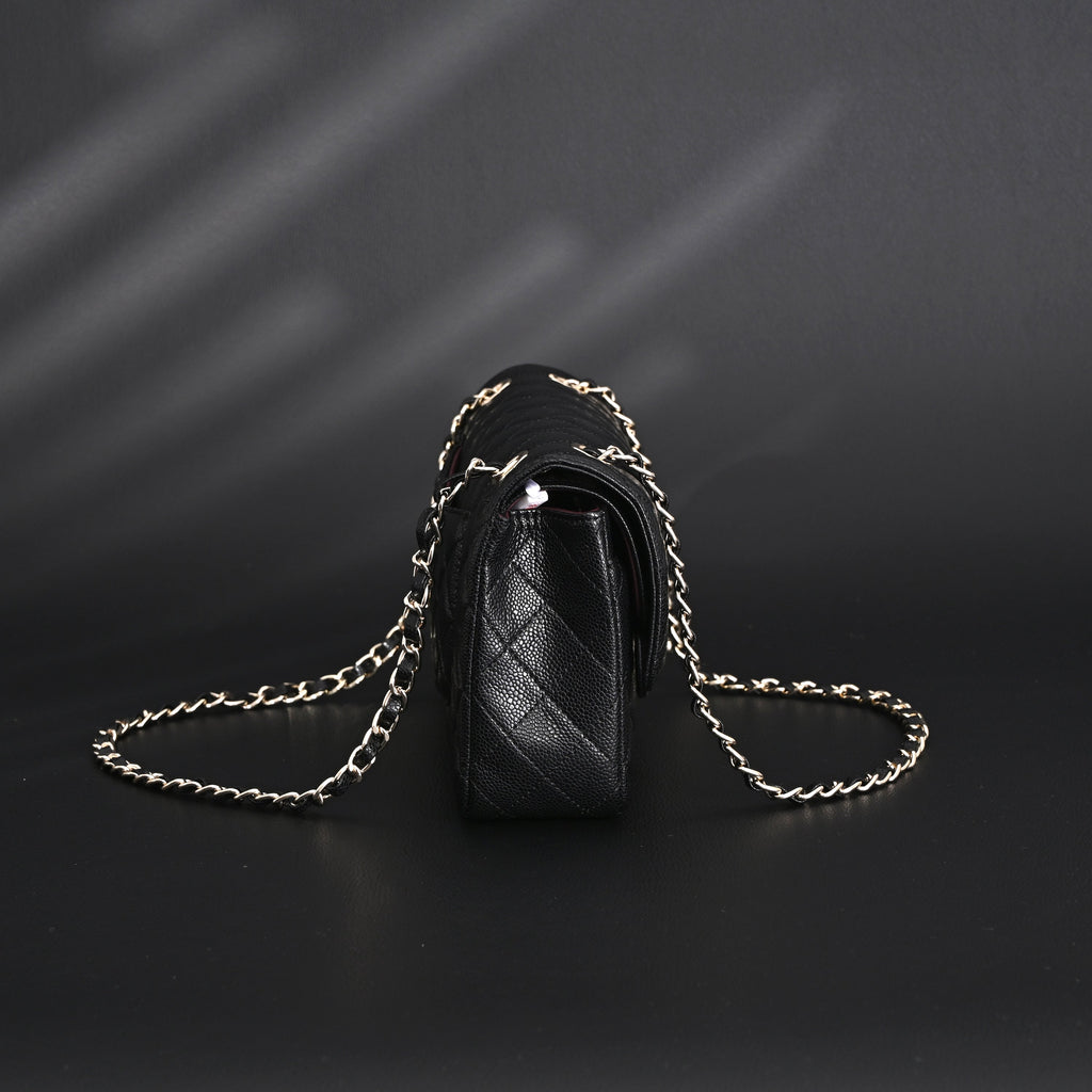 Chanel Classic Flap Bag – Black Quilted Caviar Leather with Gold-Tone Hardware — view 5