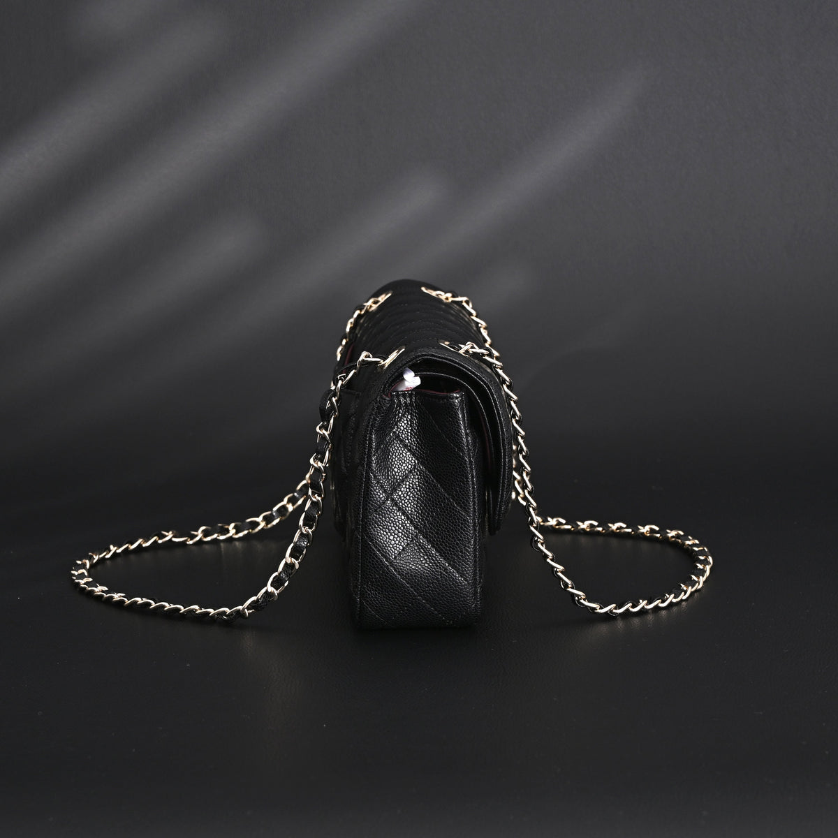 Chanel Classic Flap Bag – Black Quilted Caviar Leather with Gold-Tone Hardware — view 5
