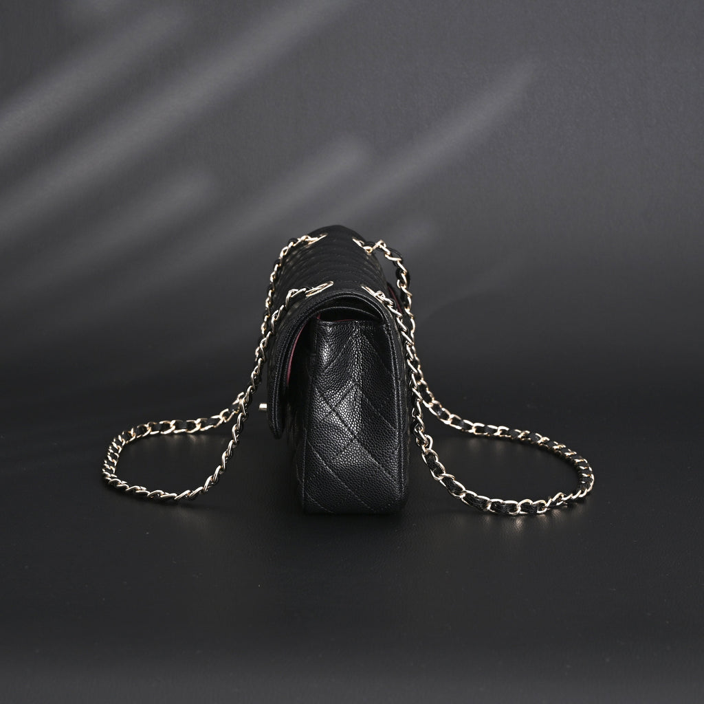 Chanel Classic Flap Bag – Black Quilted Caviar Leather with Gold-Tone Hardware — view 12