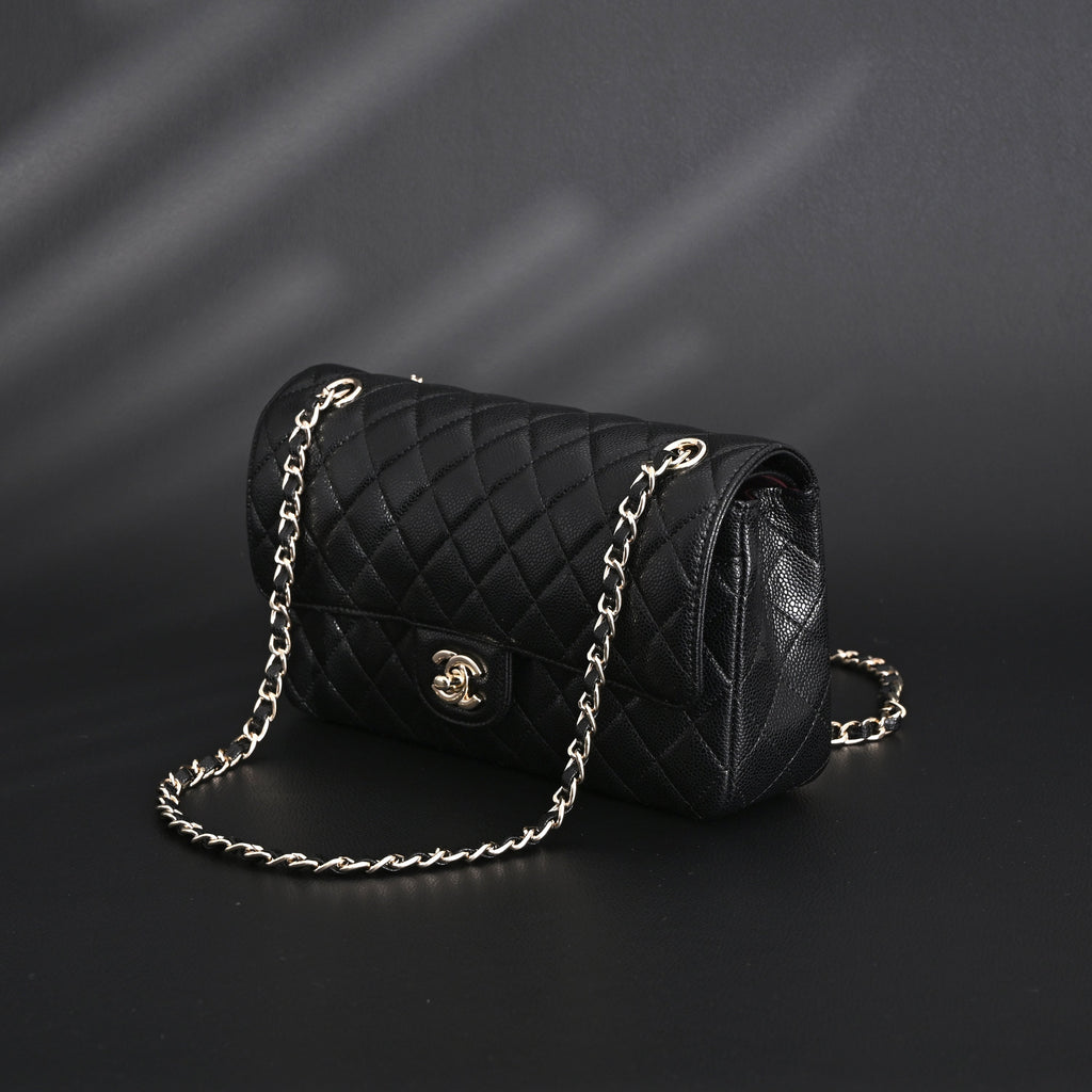 Chanel Classic Flap Bag – Black Quilted Caviar Leather with Gold-Tone Hardware — view 6
