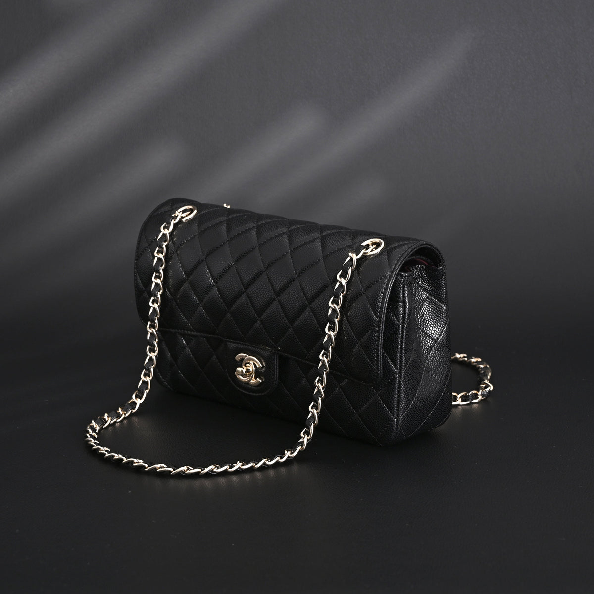 Chanel Classic Flap Bag – Black Quilted Caviar Leather with Gold-Tone Hardware — view 6