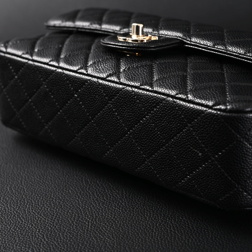 Chanel Classic Flap Bag – Black Quilted Caviar Leather with Gold-Tone Hardware — view 7