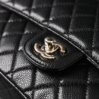 Chanel Classic Flap Bag – Black Quilted Caviar Leather with Gold-Tone Hardware — view 16
