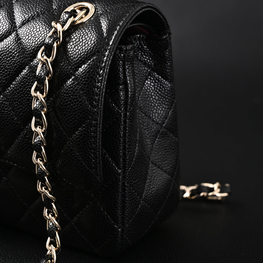Chanel Classic Flap Bag – Black Quilted Caviar Leather with Gold-Tone Hardware — view 18